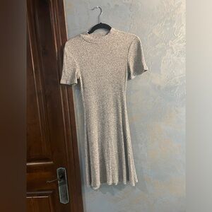 Gray Partial Turtleneck Bodycon Dress